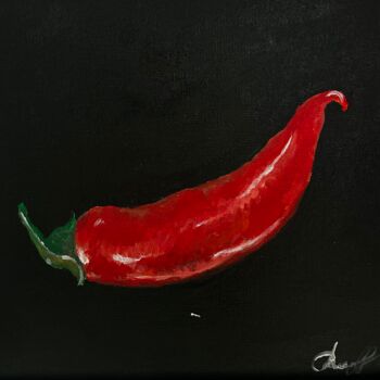 Peinture intitulée "Red pepper" par Ninel Ponoma, Œuvre d'art originale, Acrylique Monté sur Carton