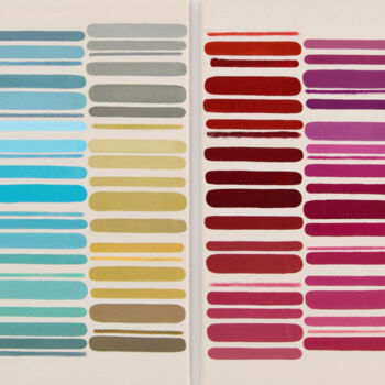 "Color chart #6 dipt…" başlıklı Tablo Astrid Stoeppel tarafından, Orijinal sanat, Akrilik Ahşap Sedye çerçevesi üzerine mont…