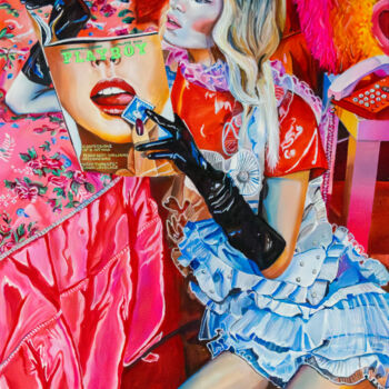 Ζωγραφική με τίτλο "Deep Throat" από Kristin Voss, Αυθεντικά έργα τέχνης, Ακρυλικό Τοποθετήθηκε στο Ξύλινο φορείο σκελετό