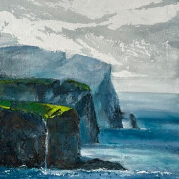 Картина под названием "Ocean Cliffs, textu…" - Julia Evpak, Подлинное произведение искусства, Акрил Установлен на Деревянная…