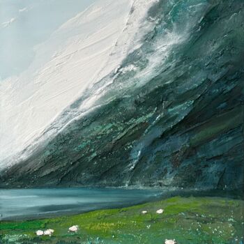 Картина под названием "Green Silence, Calm…" - Julia Evpak, Подлинное произведение искусства, Акрил Установлен на Деревянная…