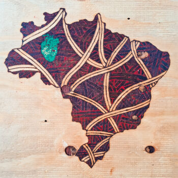 Painting titled "Devastação" by Viva Arte Intuitiva, Original Artwork, Enamel