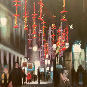 Painting titled "Madrid christmas Ti…" by Gilbert Duchamp, Original Artwork, Acrylic Mounted on Wood Stretcher frame