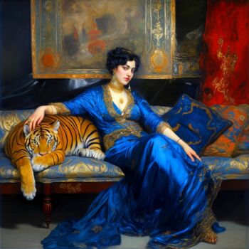 Painting titled "JOURNEY IN BLUE  #53" by Olivier De Tullasky, Original Artwork, Acrylic Mounted on Wood Stretcher frame