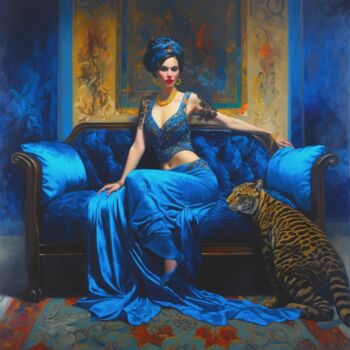 Painting titled "JOURNEY IN BLUE  #52" by Olivier De Tullasky, Original Artwork, Acrylic Mounted on Wood Stretcher frame