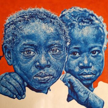 Картина под названием "'Gentle Connection"" - Clement Mohale, Подлинное произведение искусства, Масло