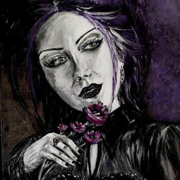 "La Dame aux coqueli…" başlıklı Tablo Christine Cailleau tarafından, Orijinal sanat, Akrilik Ahşap Sedye çerçevesi üzerine m…