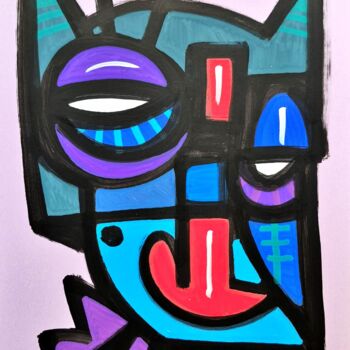 Dessin intitulée "Bat'cat" par Art De Noé, Œuvre d'art originale, Acrylique