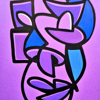 Dessin intitulée "Purple face" par Art De Noé, Œuvre d'art originale, Acrylique