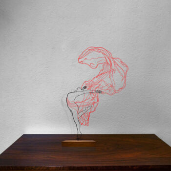 Sculpture titled "Svolazzare in rosso" by Giancarlo Morandi, Original Artwork, Wire