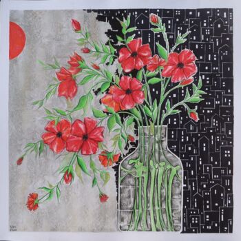 Peinture intitulée "One Should Line on" par Mona Erfanian Salim, Œuvre d'art originale, Pastel Monté sur Carton