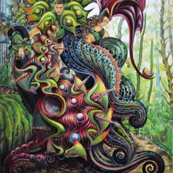 Painting titled "Octopus" by Olga Kras, Original Artwork, Oil