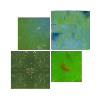 Digital Arts titled "GREEN PUZZLE" by Evelyne Chevallier, Original Artwork, Digital Collage