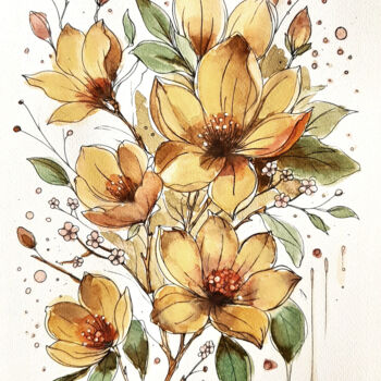 "🎨Wild Bloom" başlıklı Tablo Armajay tarafından, Orijinal sanat, Suluboya