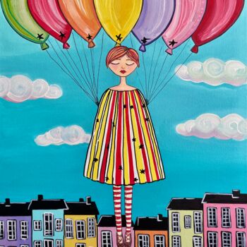 Painting titled "Naive Art Painting…" by Samiya Rani, Original Artwork, Acrylic Mounted on Wood Stretcher frame