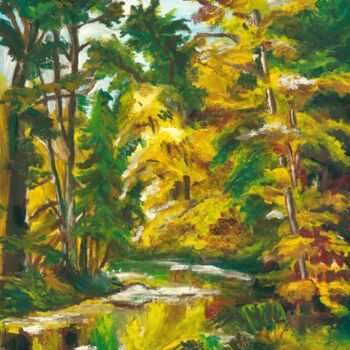 Painting titled "Autumn forest" by Mika Shigeru, Original Artwork, Oil