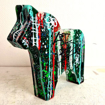 Rzeźba zatytułowany „Sculpture Cheval Da…” autorstwa Pvettese, Oryginalna praca, Farba w spray'u