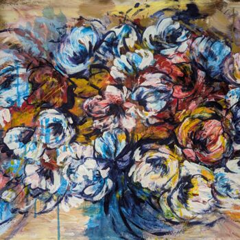 Painting titled "Elusive Flowers. Dy…" by Oksana Almiz, Original Artwork, Acrylic