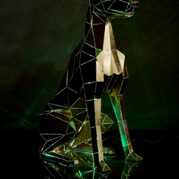 Rzeźba zatytułowany „Golden Doberman” autorstwa Phantom Art, Oryginalna praca, Metale