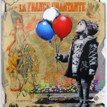 Peinture intitulée "La France chantante" par Max Andriot, Œuvre d'art originale, Pochoir