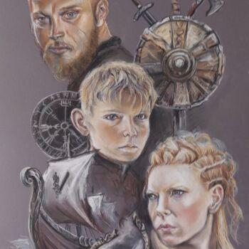 Painting titled "Мои пастели" Викинг…" by Natali Didukh, Original Artwork, Pastel Mounted on Other rigid panel