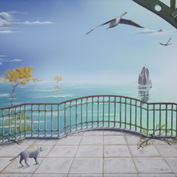 "PARLER" başlıklı Tablo Thierry Van Quickenborne tarafından, Orijinal sanat, Petrol Ahşap Sedye çerçevesi üzerine monte edil…