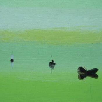 Pittura intitolato "lagoon with  some s…" da Rob Arbouw, Opera d'arte originale, Olio
