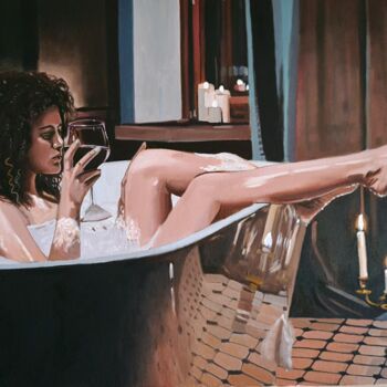 Ζωγραφική με τίτλο "Chill time" από Yvan Favre, Αυθεντικά έργα τέχνης, Λάδι Τοποθετήθηκε στο Ξύλινο φορείο σκελετό