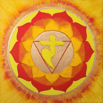 Pintura intitulada "Solar Core: The Man…" por Natalya Popovtseva, Obras de arte originais, Acrílico