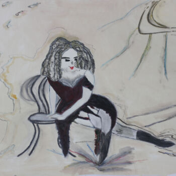 Painting titled "Танцовщица" by Elena Zogina, Original Artwork, Oil Mounted on Cardboard