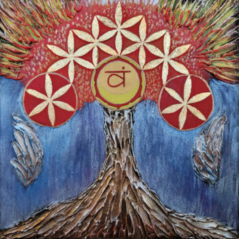 Pintura intitulada "The Crimson Tree of…" por Natalya Popovtseva, Obras de arte originais, Acrílico