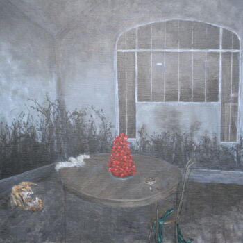 Peinture intitulée "Fountain of Flesh" par Clara Lundgren, Œuvre d'art originale, Acrylique Monté sur Châssis en bois