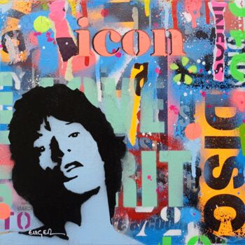 Painting titled "Mick Jagger" by Philippe Euger, Original Artwork, Spray paint