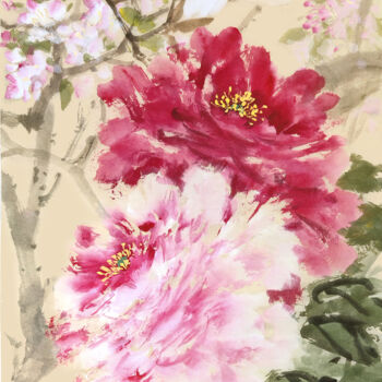 "《玉堂富贵》之二 宣纸软片 写意花鸟…" başlıklı Tablo Chuanbo Zhou tarafından, Orijinal sanat, Suluboya