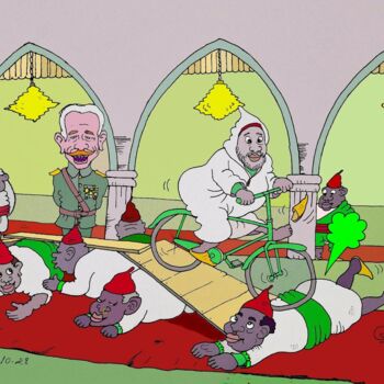 "Le sultan à bicycle…" başlıklı Resim Abdellatif Zeraïdi tarafından, Orijinal sanat, Mürekkep
