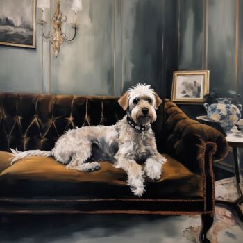 Painting titled "MY DOGS #26" by Olivier De Tullasky, Original Artwork, Acrylic Mounted on Wood Stretcher frame