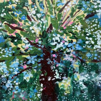 Painting titled "The Spring" by Gela Mikava, Original Artwork, Oil Mounted on Cardboard