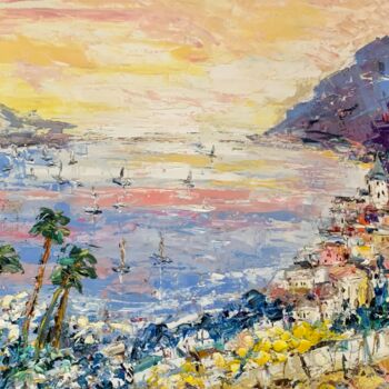 Painting titled "French Riviera Coas…" by Vilma Gataveckiene, Original Artwork, Oil