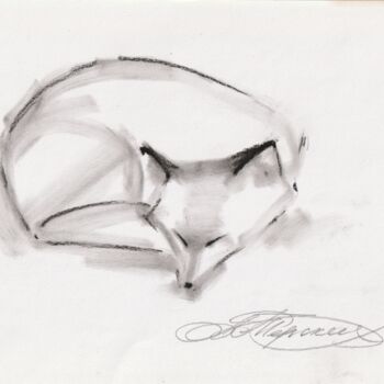Drawing titled "Fox" by Anastasija Terskiha, Original Artwork, Charcoal