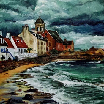 "Harbour in Kinghorn" başlıklı Tablo Anna Efremova (Perekrestova) tarafından, Orijinal sanat, Akrilik Karton üzerine monte e…