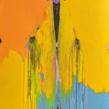 绘画 标题为“Yellow Post-Alienat…” 由Incognito, 原创艺术品, 丙烯 安装在木质担架架上