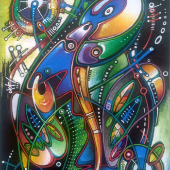 Картина под названием "The baboon." - Uladzimir Skryhanau, Подлинное произведение искусства, Пастель Установлен на Деревянна…