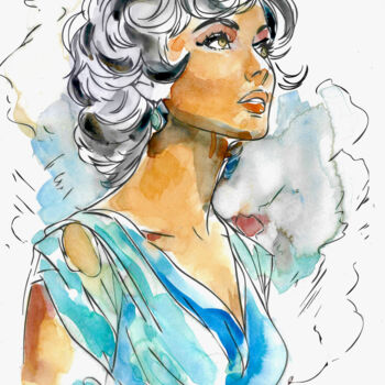 "🎨 Éclat d'Azur – Po…" başlıklı Tablo Armajay tarafından, Orijinal sanat, Suluboya