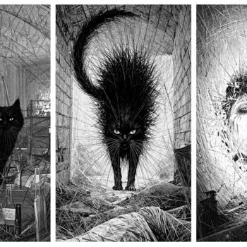 "The black Cat -E.A.…" başlıklı Baskıresim Lionel Morateur tarafından, Orijinal sanat, Dijital baskı