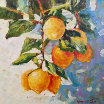 Peinture intitulée "Лимоны на солнце" par Sofia Merkulova, Œuvre d'art originale, Huile