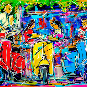 Malarstwo zatytułowany „Cafe of Amsterdam,…” autorstwa Mathias (1975), Oryginalna praca, Akryl