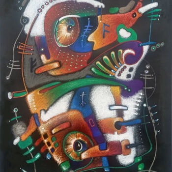 Картина под названием "Chameleon" - Uladzimir Skryhanau, Подлинное произведение искусства, Пастель Установлен на Деревянная…