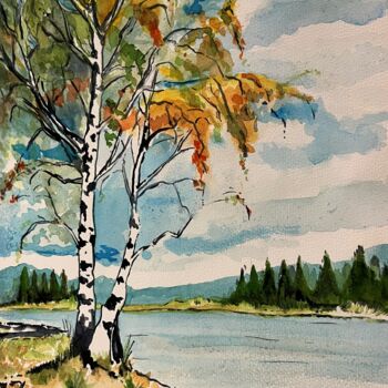 "les 2 bouleaux" başlıklı Tablo Jean-Francois Jehl tarafından, Orijinal sanat, Suluboya