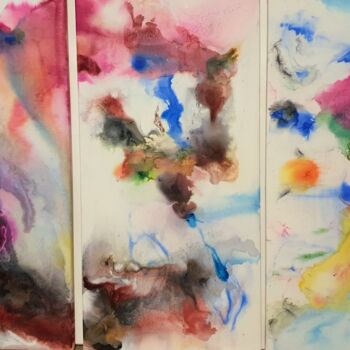 Malarstwo zatytułowany „An ORIGINAL TRIPTYC…” autorstwa Karibou Artist, Oryginalna praca, Pigmenty Zamontowany na Drewniana…