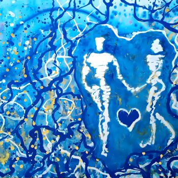 Pintura intitulada "Blue Abstract Love…" por Diana Dimova - Traxi, Obras de arte originais, Acrílico